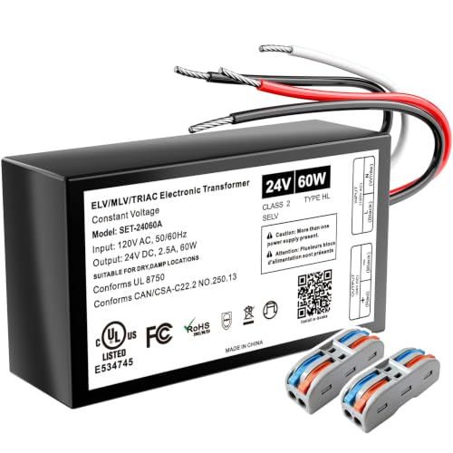 Dimmable LED Driver 60W 24V UL Listed led Transformer for led Strip Light - size: 60W24V with clip