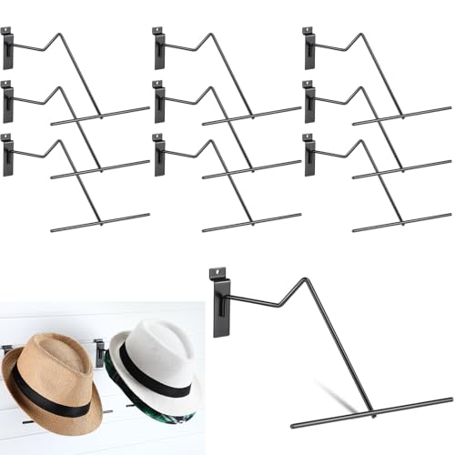 Zonon 10 Pack Slatwall Cowboy Hat Display Holder Western Cowboy Hat Display Rack Hooks Metal Slatwall Accessories Wall Mounted for Retail Shop Home Warehouse Organization (Black) - color: Black