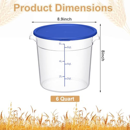 Suclain 4 Pcs 6 Quart Food Storage Container with Lids, Blue - color: Blue