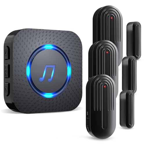 SanJie Door Chime Alarm When Open for Kids Safety, Home and Business - color: 3 Sensors + 1 Receivers Black