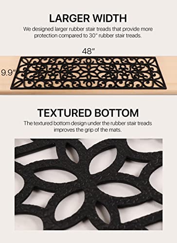 Rubber Stair Treads Non-Slip Outdoor 48”x10” (5-Pack) – Anti-Slip Step Mat - size: 48" X 10", style: Iron