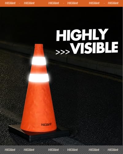 HiGiant 1 Pack 18 Inch Orange Collapsible Traffic Safety Cones, Black Base - size: 18 Inch