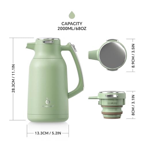 IDEUS Thermal Coffee Carafe 68oz, Beverage Dispenser Avocado - color: Avocado, size: 68 Ounces