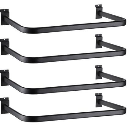 Shimeyao 4 Pcs U Shaped Handrail for Slatwall 24 Inch Oval Tubing Handrail Metal Slat Wall Accessory for Retail Displays Bracket Clothing Rack Home Use (Black)
