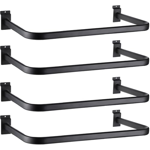 Shimeyao 4 Pcs U Shaped Handrail for Slatwall 24 Inch Oval Tubing Handrail Metal Slat Wall Accessory for Retail Displays Bracket Clothing Rack Home Use (Black)