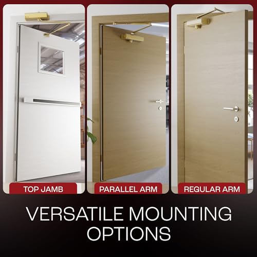PrimeWare DC-600 Adjustable Automatic Door Closers for Home | Soft Close, No Slam | Residential and Commercial Door Closer | Level 1-6 | for Doors Weighing 30-300 lbs | Hydraulic Door Spring - Gold - size: Level 1-6, style: Gold