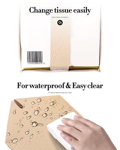 Tissue Box Cover, Jeethemy Square PU Leather Tissue Box Holder, Modern Tissue Case Facial Paper Organizer Dispenser，5X5X5'',Single Beige - color: Single Beige