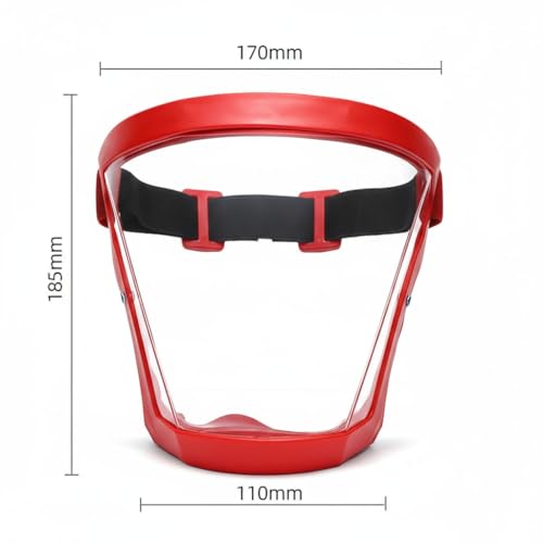 Anti-Fog Clear Visor Safety Face Shield Reusable Protective Plastic for Woodworking, Grinding, Cutting & Yard Work (3, Red) - color: Red