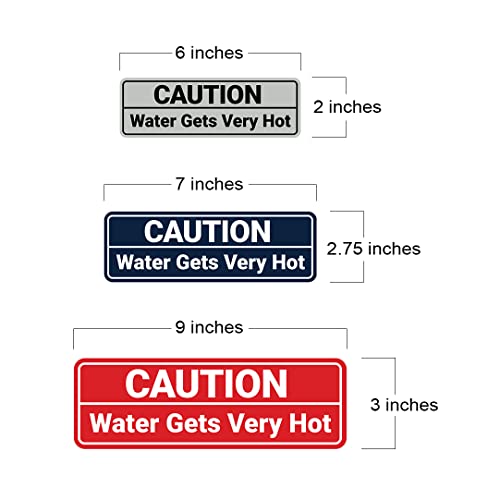 Standard Caution Water Gets Very Hot Sign (Black Gold) - Large 1 Pack - color: Black Gold, size: 3 x 9" - Large
