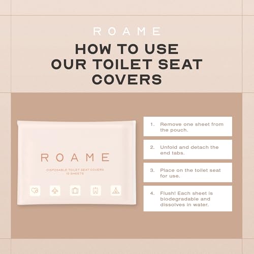 ROAME Disposable Toilet Seat Covers, Flushable Liners, 20 Sheets, 2 Pack