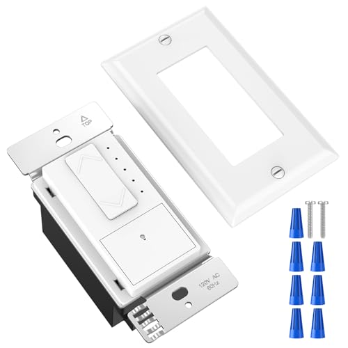 0-10V Dimmer Switch 120V Single Pole/ 3-Way Max 300W LED Light Control Commercial Grade Low Voltage Stepless Dimming Wall Switch Complete Kit with Wall Plate for Low Bay Panel Lights White ETL Listed