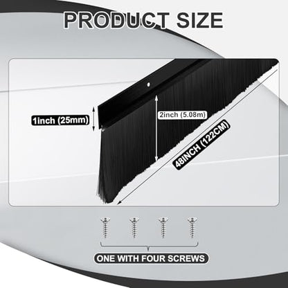 Door Sweep Brush Aluminum, 2 x 48 Inch, Black, 4 Set - color: Black, size: 2 x 48 Inch