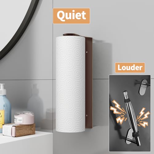 Paper Towel Holder Under Cabinet, Wall Mount, Adhesive or Drilling, Brown - color: Brown