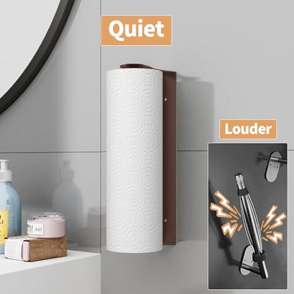 Paper Towel Holder Under Cabinet, Wall Mount, Adhesive or Drilling, Brown - color: Brown