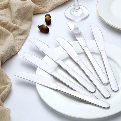 Pleafind 36 Pcs Stainless Steel Dinner Knives - 9.1 Inch Premium Table Cutlery, Durable Butter Knives, Mirror Polished Silverware Flatware for Home Kitchen Restaurant Use, Dishwasher Safe