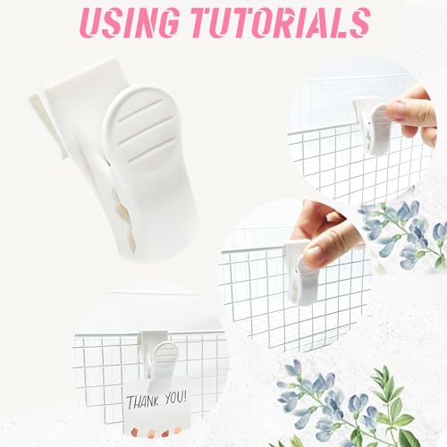 16Pcs Grid Wall Clips, Wire Grid Panel Hooks for Retail & Home, Small Plate Hangers, Drywall Clips, Gridwall Accessories (White)