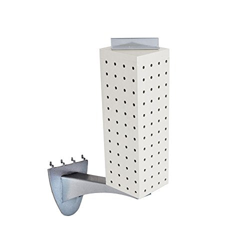 Azar Displays 700231-WHT 4" W x 4" D x 12" H Four-Sided Revolving Pegboard Display with Extension Rod in Solid White - color: White