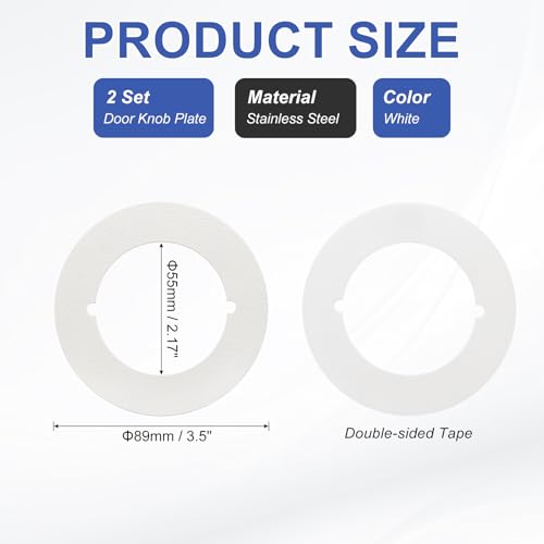 PATIKIL Door Knob Plates, 2 Pcs Round Plate Cover for Door Deadbolt Double Side Knob Handle Repair Kit Cover Filler Fixing Repair Backplate, White - color: White