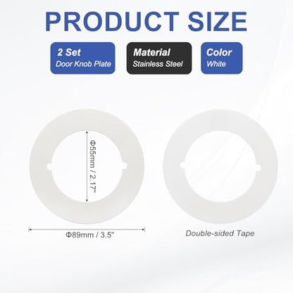 PATIKIL Door Knob Plates, 2 Pcs Round Plate Cover for Door Deadbolt Double Side Knob Handle Repair Kit Cover Filler Fixing Repair Backplate, White - color: White