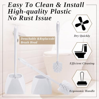 FoldTier 15 Sets Toilet Brush and Holder Bulk Set for Bathroom, White - color: White