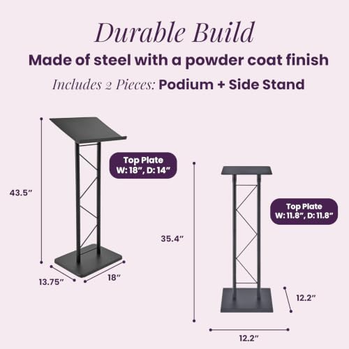 Kingdom KML7BPK1 Modern Black Metal Podium & Side Stand Bundle (KML7B + KMSTAND1) - size: Design 10