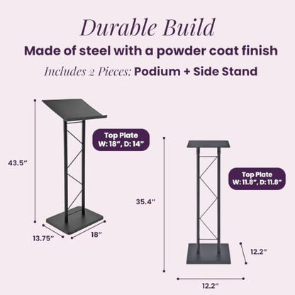 Kingdom KML7BPK1 Modern Black Metal Podium & Side Stand Bundle (KML7B + KMSTAND1) - size: Design 10