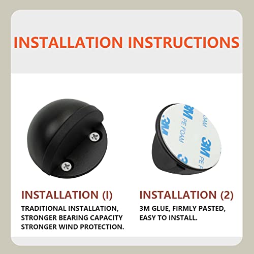 SANATO 4 Pack Black Low Dome Floor Mounted Stainless Steel Door Stop Self-Mounted and Screw-Mounted - size: 4 Pieces