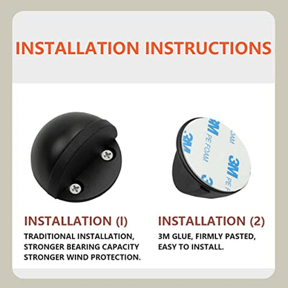 SANATO 4 Pack Black Low Dome Floor Mounted Stainless Steel Door Stop Self-Mounted and Screw-Mounted - size: 4 Pieces