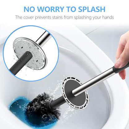 SetSail Toilet Brush, Compact Size Toilet Bowl Brush and Holder Toilet Brushes for Bathroom with Stainless Steel Handle Toilet Cleaner Brush with Durable Scrubbing Bristles, 2 Packs - color: Black, size: 2 packs