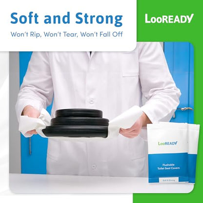 Toilet Seat Covers Disposable Flushable - Regular Size (16x19”) - Travel Size Individually Wrapped, Soft & Strong, Pocket Size for Public Restrooms at the Office, for Commuters or Holiday (30 Pack)