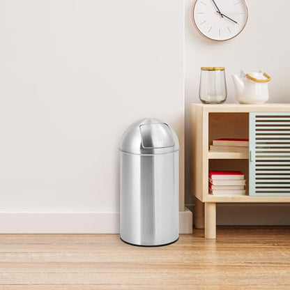 Garvee Cylindrical Commercial Trash Can, 13 gal/50 L Fingerprint-Proof Stainless Steel Garbage Can with Push Lid, Heavy Duty Tall Waste Bin with Removable Inner Bucket for Outdoor, Commercial Use - size: Medium