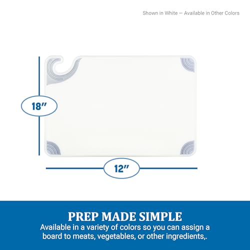 San Jamar Saf-T-Grip Plastic Cutting Board with Safety Hook, 12" x 18" x 0.5", Blue - color: Blue