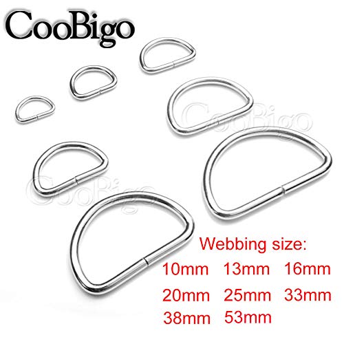 CooBigo 100 Pack 1/2" Dee Rings D-Ring Metal Buckle Strap Sewing Accessories FLQ051-E - color: Silver, size: 1/2 Inch