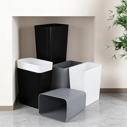 Zopnny 3-Pack 4.5 Gallon Slim Plastic Trash Can, Trash Waste Grabage Can - color: White