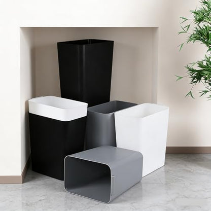 Zopnny 3-Pack 4.5 Gallon Slim Plastic Trash Can, Trash Waste Grabage Can - color: White
