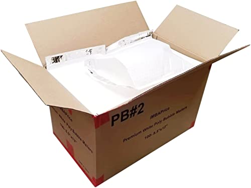 iMBAPrice Poly Bubble Mailers #2, 8.5x12 Inch, White, 100-Pack - color: White Poly Bubble, size: 8.5"x12" Poly (100 Envelopes)