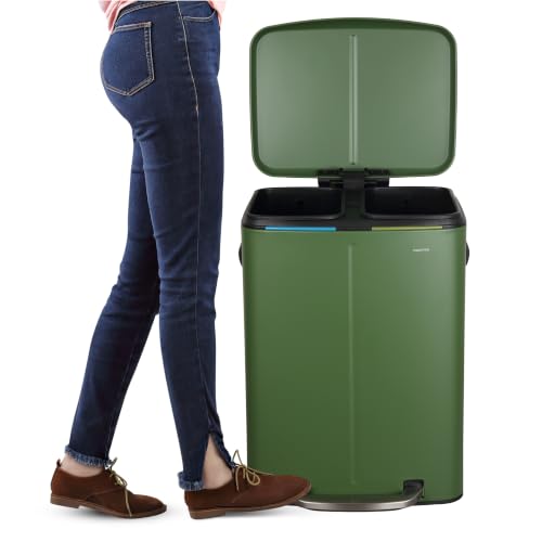 happimess Marco 10.6 Gal Double Bucket Step Trash Can, Pine Green - color: Pine Green