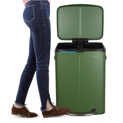 happimess Marco 10.6 Gal Double Bucket Step Trash Can, Pine Green - color: Pine Green