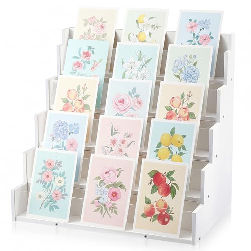 Yuntau 5 Tier Greeting Card Display Stand, White - color: White, size: 5 Tier