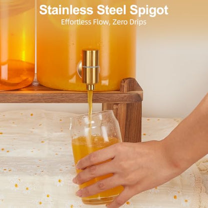 FavorFlavor 2pcs 1.2 Gallon Glass Drink Dispenser for Parties with Stand