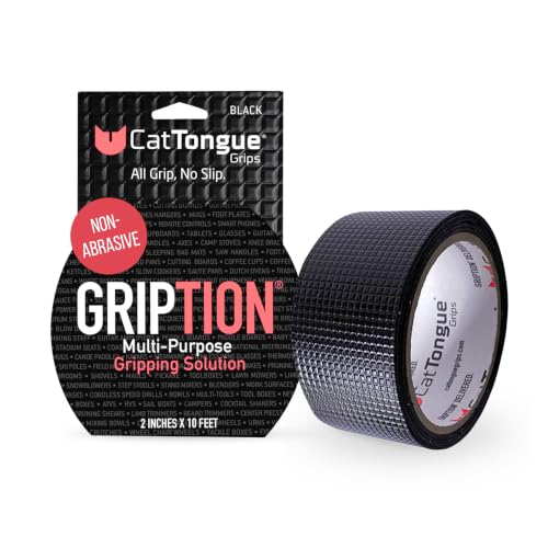 CATTONGUE GRIPS 2" x10' Grip Tape Roll, Non-Abrasive, Waterproof, Black - color: Black, size: 2" x 10'