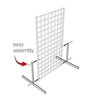 Only Hangers 2' x 6' Gridwall Panel Tower with T-Base Floorstanding Display Kit, 2-Pack White …