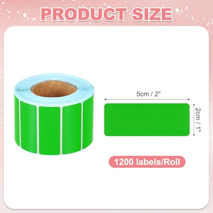 PATIKIL Thermal Labels Self-Adhesive 1x2 Green 1200Pcs - color: Green, size: 1 x 2 Inch