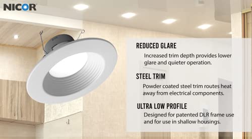 NICOR DLR566091203KWHBF DLR56(v6) 5/6-inch White 900 Lumen 3000K Recessed LED Downlight with Baffle - color: White Baffle, style: 1 Pack
