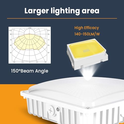 LED Canopy Light, 30W/45W/60W/70W Selectable, 3000K/4000K/5000K 3CCT, 4Pack