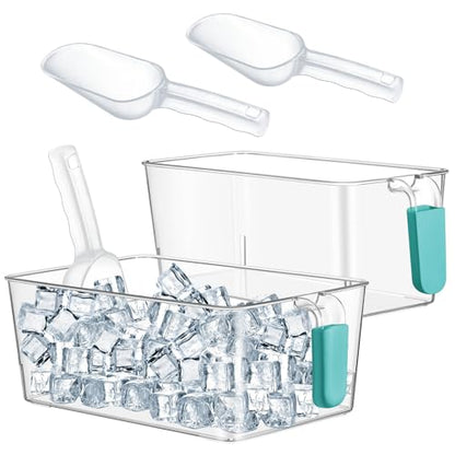 Havawish Ice Storage Bin and Flexible Scoop Set Plastic Freezer Bin - color: Blue, size: 10.83 x 7 x 4.33 In,10.83 x 4.92 x 4.33 in, style: Classic
