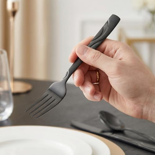60-Piece Black Flatware Set for 12 - color: Black, size: 60-Piece