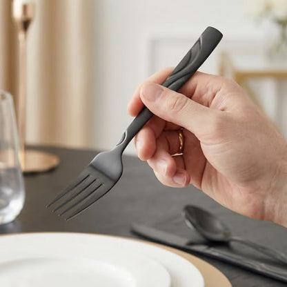 60-Piece Black Flatware Set for 12 - color: Black, size: 60-Piece
