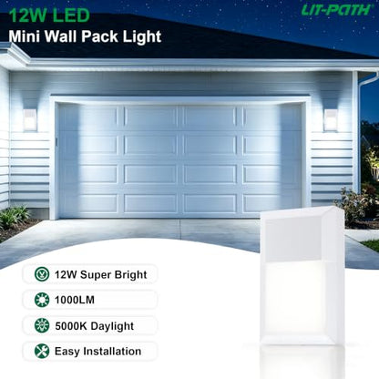 LIT-PaTH Outdoor Wall Light Fixture, Aluminum, LED 5000K, White, 2 Pack - color: 5000K White, size: 2-pack