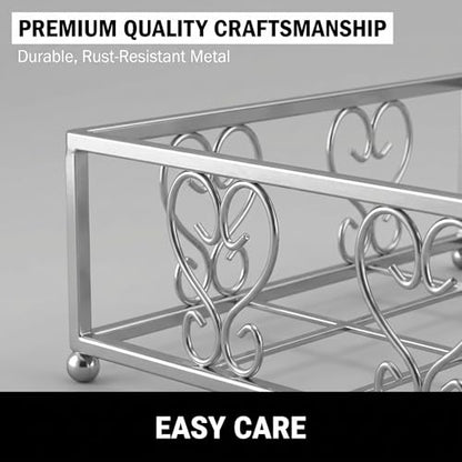 Flat Napkin Holder for Table, Silver Metal Weighted Paper Caddy - color: V - Luncheon Napkin Holder - Silver, size: Luncheon Napkin Holder